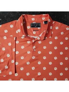 Clemson Tigers All Over Logo Performance Stretch Golf Game Day Polo Mens XXL